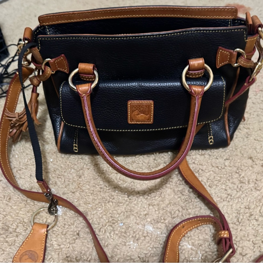 Dooney & Bourke Black and Tan Satchel